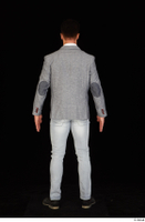  Larry Steel black shoes business dressed grey suit jacket jeans standing white shirt whole body 0005.jpg